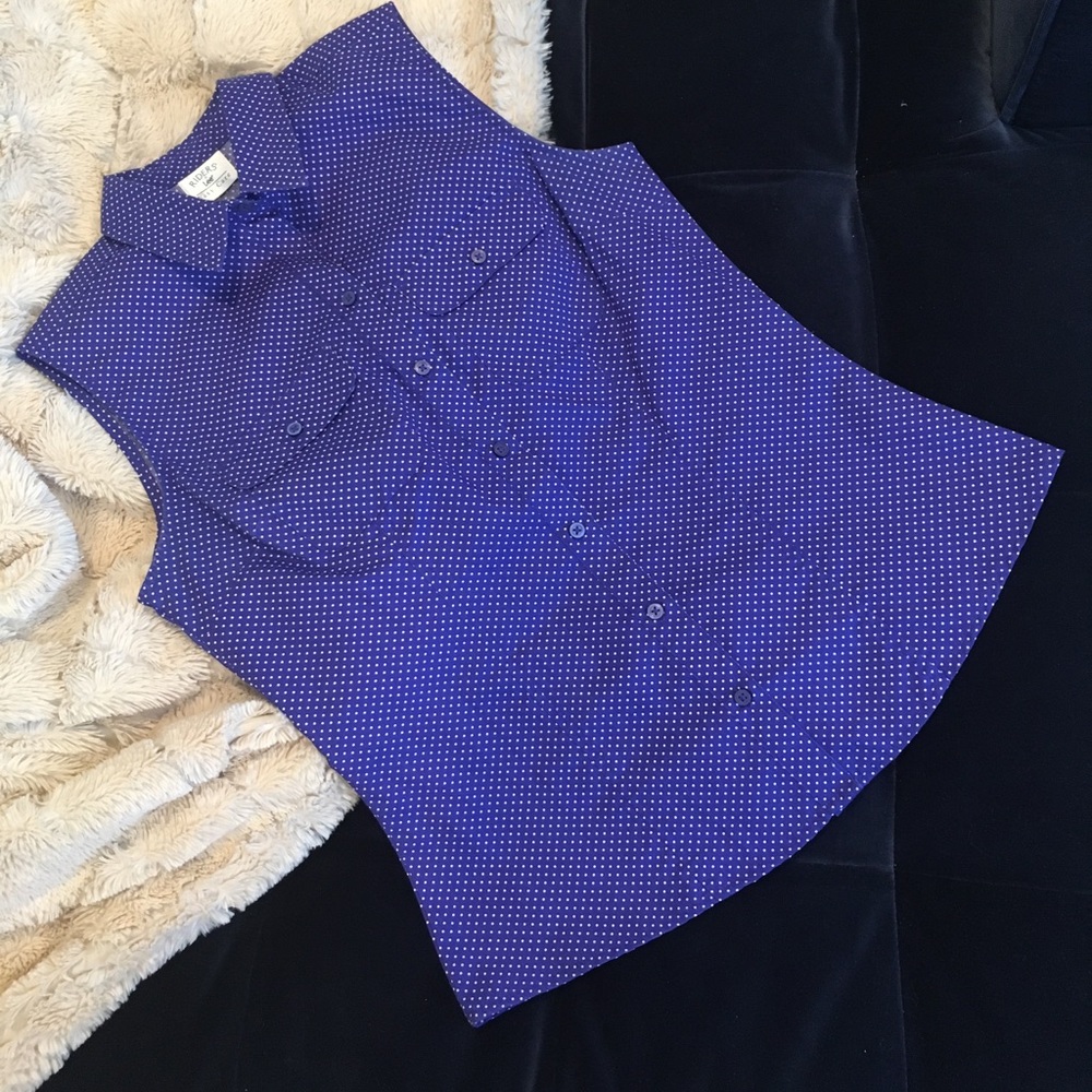 Riders by Lee Easy Care Blue Polka Dot Button Down